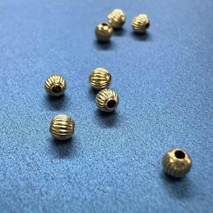 14K Gold gefüllte Kürbis Perlen, Armband Perlen, Streifen Perlen, 14K vergoldete Laterne Perlen, Gold gefüllte Perlen, Streifen Spacer, 14K Runde Perlen