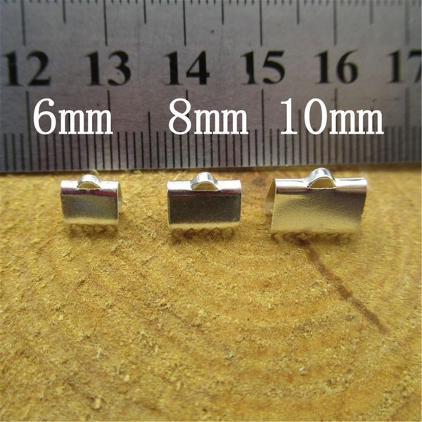 Embouts à sertir en argent sterling pour rubans de 6 mm, 8 mm, 10 mm