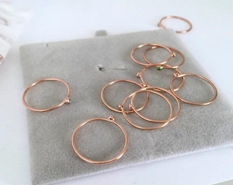 14K roséguldfyllda CZ-zirkonringar, 1 mm tjocka