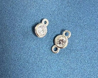 5/10pcs Sterling Silver Zircon Links, s925 Silver Round CZ Connector Charms For Jewelry Making Supplies, 4mm 5mm 6mm 7mm links