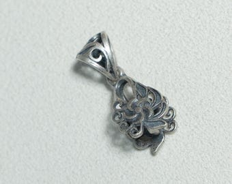 Sterling Silver Flower Pinch Bail, Jewelry Making, Necklace Pendant