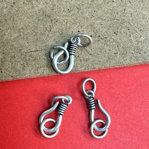Sterling Silver S Clasp, Sterling S Clasps, 925 Silver S Clasps, Sterling Hook Clasp, Sterling Clasp Connector, Hook Clasp w/ Rings