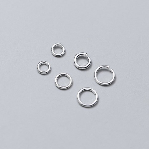 40 Stk Sterling Silber Offene Ringe, 925 Sterling Silber Geschlossene Ringe 2,5mm 3mm 3,5mm 4mm 5mm 6mm 7mm 8mm 9mm 10mm, Draht in voller Größe optional