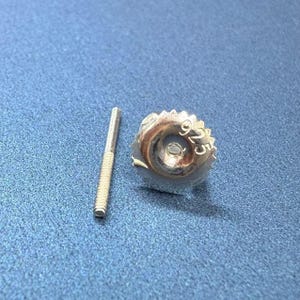 Sterling Silver Screw Earring Post w/ Backs, 925 Silver Ear Stud, Earring Pin for Jewelry Making,Earring Stick,Earring Component 4mm 5mm 6mm