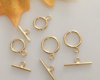 14K Gold Filled Round Toggle Clasps, Gold Filled Toggle Clasp, Bracelet Clasp, Necklace Clasp, Round Circle Clasp, Toggle Clasp