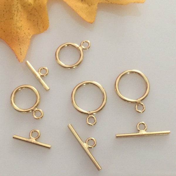 14K Gold Filled Round Toggle Clasps, Gold Filled Toggle Clasp, Bracelet Clasp, Necklace Clasp, Round Circle Clasp, Toggle Clasp