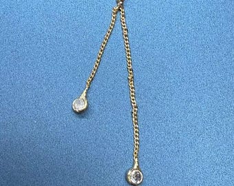 18K Gold Plated Tassel Charm with CZ Drop, Jewelry Making Supplies