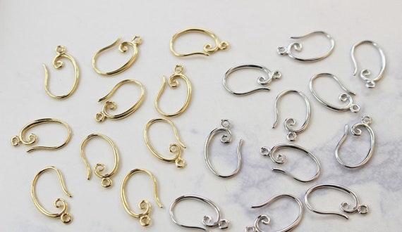 18K Gold Plated Spiral Earring Hooks With Loop, Gold Tone Hook Earrings for  Jewelry Making, Simple Earring Hooks, Ear Wire,earring Component 
