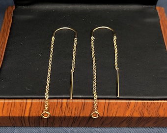 14K Gold Filled U Shape Ear Threader, Cable Chain, DIY Earring Findings