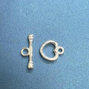 Sterling Silver Heart Toggle Clasps, Silver Heart Toggle Clasp Set, Bracelet Clasp, Necklace Clasp, Love Clasp, Toggle Set, Jewelry Finding