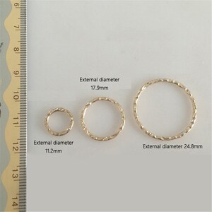 14K Gold Filled Closed Round Twist Jump Rings , Gold Filled Closed Circle Jump Ring Connector for Bracelet Necklace 11mm 18mm 25mm image 7