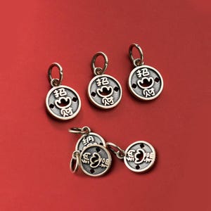Sterling Silver 3D Coin Bead With Ring, Round Tag Enamel Spacer Beads,Fine Silver Coin Spacer Bead, Bracelet Bead, Vintage Wealth Bead 10mm