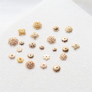 100pcs/pack 14K Gold Plated Flower Bead Caps, Jewelry Making, Spacer Bead, Floral Design