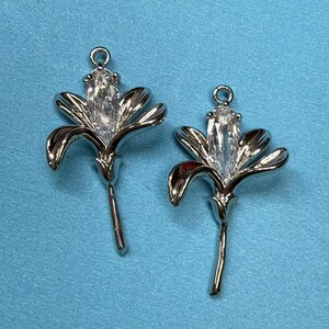 14K Gold Plated CZ Flower Charm, Jewelry Making (14.5x25.3mm)