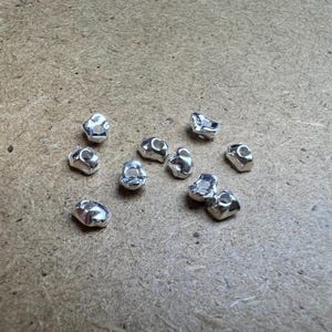 Sterling Silver Handmade Geometric Nugget Beads, s925 Silver Geometric Beads, Silver Nugget Beads For Jewelry Making, Bracelet Spacer