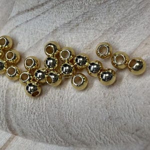 10/50/100pcs 14K light Gold Plated Round Beads, Gold Tone Smooth Beads, Gold Round Bracelet Beads 2.5mm 3mm 4mm 5mm 6mm