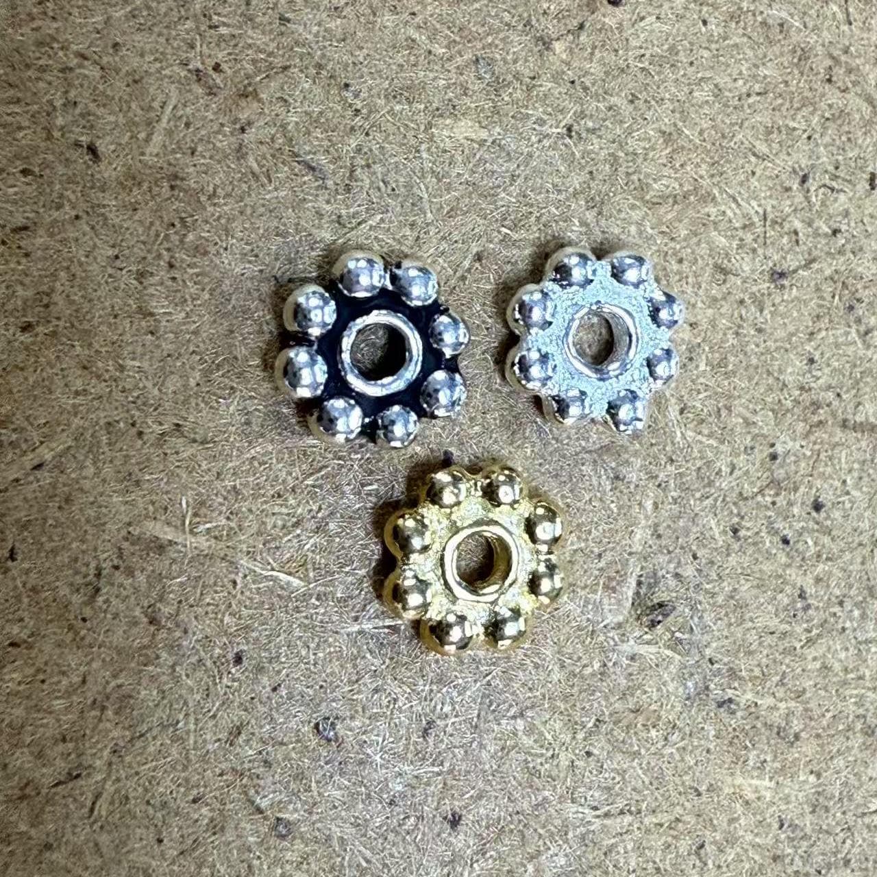 Sterlingzilveren madeliefjekraal, spacerkralen, 925 zilveren bloem spacerkraal, armbandkraal, kettingkraal, tandwiel spacer 3 mm 4 mm 4,5 mm 5 mm 6 mm 7 mm