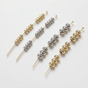 10pcs/pack 14K Gold Plated Pony Bead, Gold Tone Long Wheel Bead, Tube Bead, Bulk Flat Round Bead, Bracelet Bead,Necklace Spacer Bead 8mm 9mm