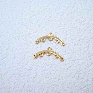 Gold Plated Curved Earring Connector with 5 Loops, Jewelry Making Supplies