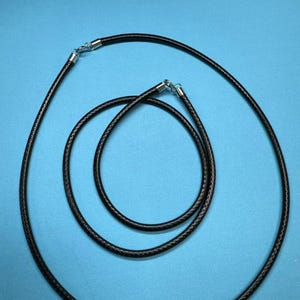 Black Wax Rope Necklace With S925 Sterling Silver Clasp, Leather Cord Chain, Waxed Cord Necklace,Black Necklace for Charm Pendant, 1mm 3mm