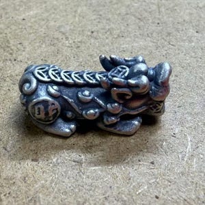 Sterling Silver Pixiu Bead, 999 Silver Pi Xiu Bead, Kylin Bead, Good Fortune Bead, Bracelet Bead 21mm 25mm 28mm