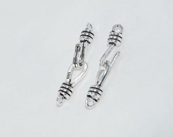 Sterling Silver Hook Clasp Connector, Bracelet Necklace Clasp (8x38mm)
