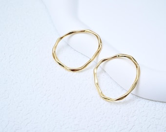 Dijes circulares irregulares dorados - Conectores de aro abiertos para pendientes, collares y fabricación de joyas.