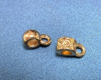 Cuentas de engaste para colgantes chapadas en oro de 14k, espaciadores para soporte de dijes