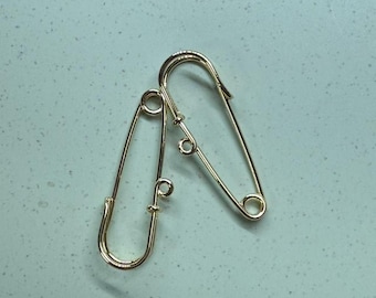 14K Gold Plated Safety Brooch Pin w/ multi loops, Gold Tone Brooch Pin Earring, Gold Tone Brooch Pin Back for Jewelry Making