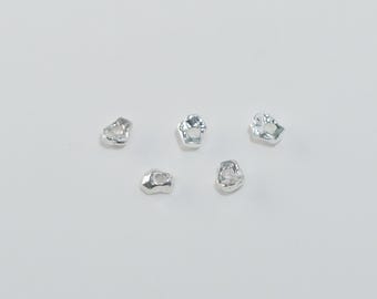 Handmade Sterling Silver Nugget Beads, Geometric Spacer Beads
