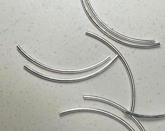Sterling Silver Tube Bead, Noodle Tube, Bracelet Bead, Curved Bead, 925 Silver Tube Beads, 10mm 15mm 20mm 25mm 30mm 35mm 40mm 45mm 50mm