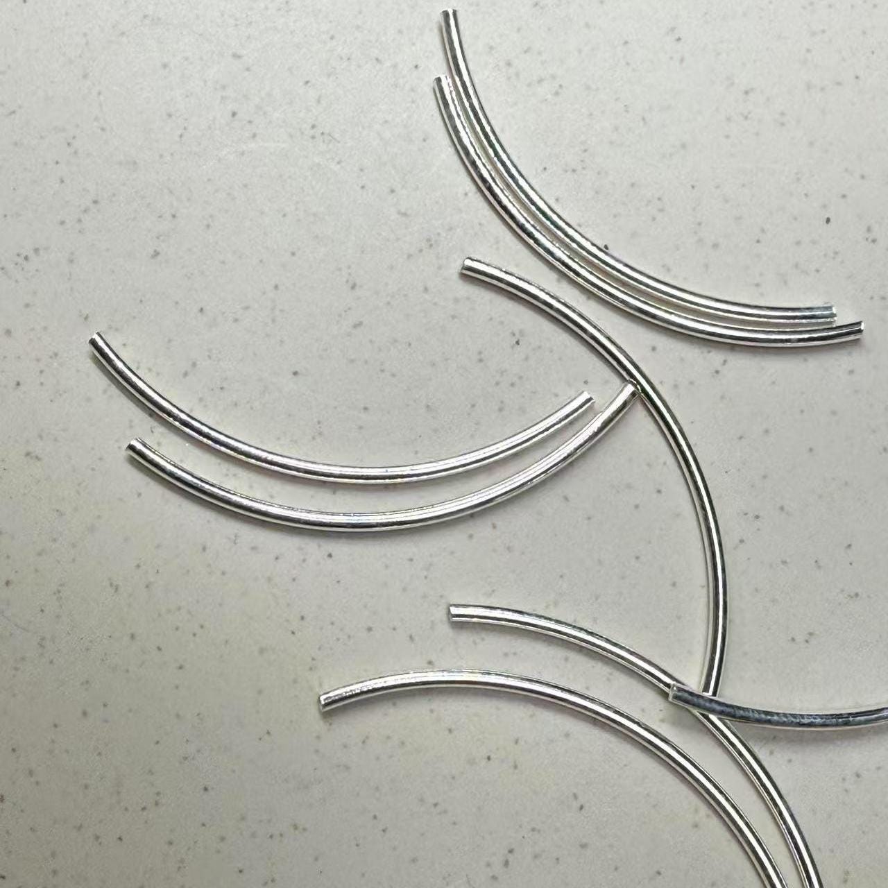 Sterling Silver Tube Bead, Noodle Tube, Bracelet Bead, Curved Bead, 925 Silver Tube Beads, 10mm 15mm 20mm 25mm 30mm 35mm 40mm 45mm 50mm