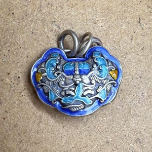 Sterlingzilveren vleermuisslot bedelhanger, 925 zilveren levensduur slothanger, Fortune Lock-hanger, cloisonné geëmailleerde sieraden, Lucky Cloud Lock