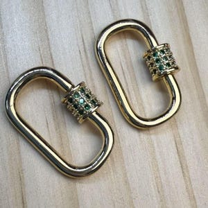 Gold Plated CZ Oval Screw Carabiner Clasp, Screw Clasp, Colorful  Zircon Oval Connector Clasp, Chain Carabiner Lock, Carabiner Buckle