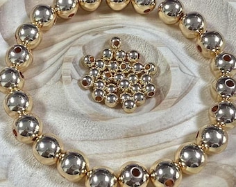 2/2.5/3/4/5/6/8mm 14K Gold Plated Brass Round Beads, Gold Tone Round Metal Beads, Round Ball Spacer Beads, Gold Round Bead, Bracelet Spacers