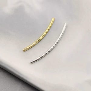 Sterling Silver Corrugated Tube Beads, Curve Tube Bead, Noodle Bead, Gold Plated Tube Bead, Bracelet Spacer, Necklace Bead 25mm 30mm 35mm
