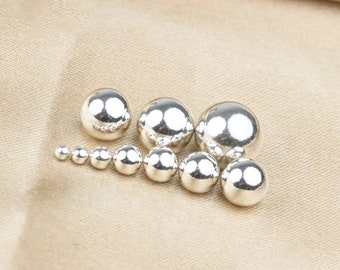 Sterling Silver Beads, No Hole Seamless Round Beads, 925 Silver Round Bead, 2.5mm 3mm 4mm 5mm 6mm 7mm 8mm 9mm 10mm 12mm