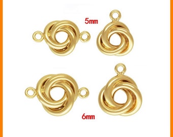 14K Gold Filled Hollow Circle Charm, Gold Filled Circle Charms w/ Double Loops For Jewelry Making Supplies, 5mm 6mm