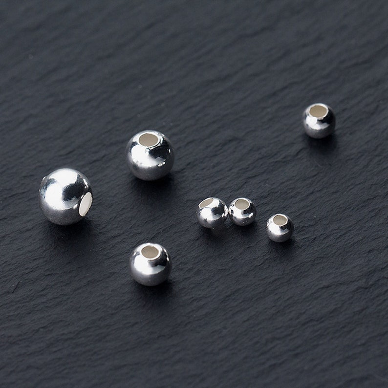 Perles en argent sterling, Perles rondes sans couture en argent sterling, Perle ronde en argent 925, 2 mm 2,5 mm 3 mm 3,5 mm 4 mm 5 mm 6 mm 7 mm 8 mm18 mm image 6
