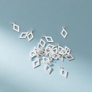 Breloques de type diamants découpés en argent sterling S925, breloques tranche d'argent, breloques de bracelet, breloques de collier, breloques boucles d'oreilles, breloques géométriques DIY