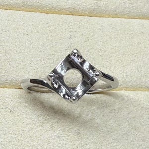 Sterling Silver Round Ring Setting, Round Ring Head, 925 Silver Ring Prong Setting , Diamond Ring Setting, Ring Band 6.5*6.5 8*8 9*9mm