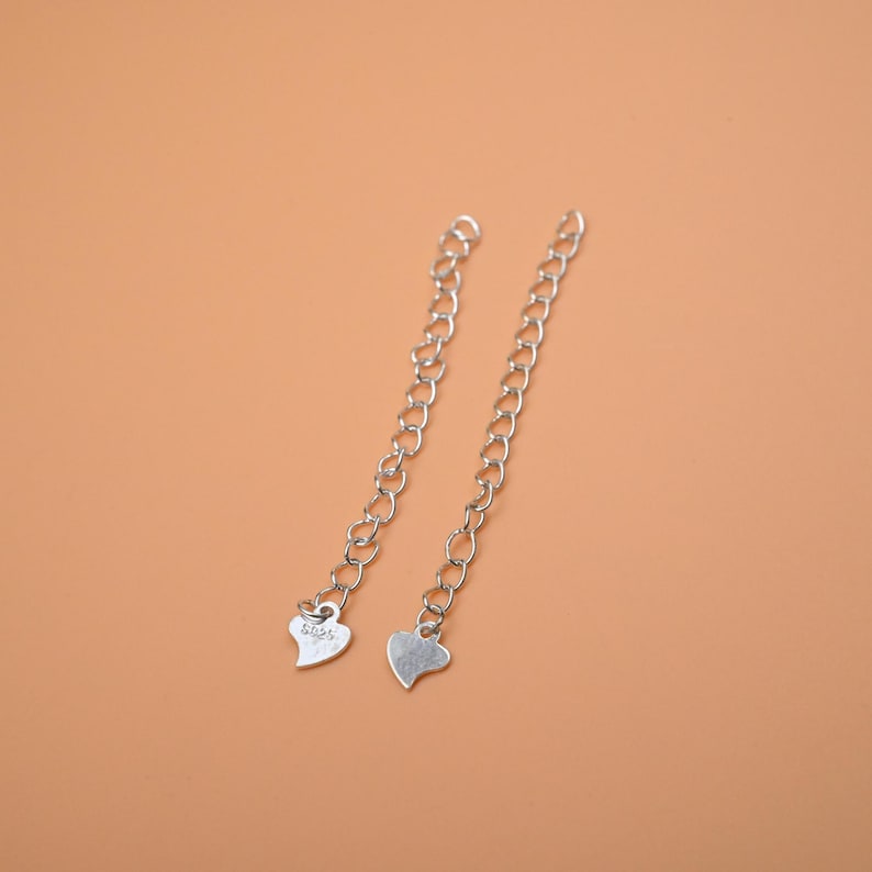 Sterling Silver Chain Extender with Heart Charm - Adjustable Necklace or Bracelet Length image 1