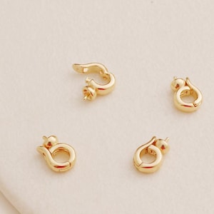 14K Gold Plated Round Push Clasps with Cup and Peg for Half Drilled Bead, Hinged Clasp, Spring Gate Clasp, Push Gate Clasp, Bracelet Clasp