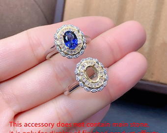 Montura ovalada de plata de ley para anillo, cabeza de anillo de filigrana, 5 x 7 mm