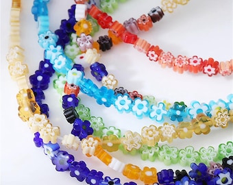 Colorful Glaze Flower Beads, Botanical Jewelry Supplies (5mm-6mm)