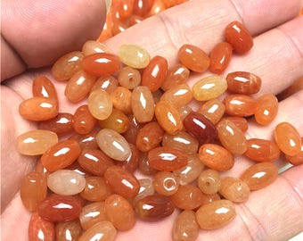 Cuentas de gema de aventurina roja, redondas, ovaladas, con forma de oliva, 4 mm