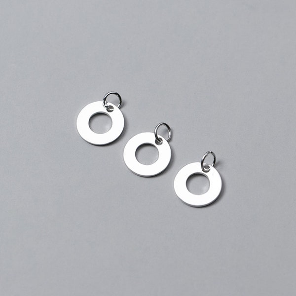 S925 Sterling Silver Cut-Out Circle Charm, Round Charm
