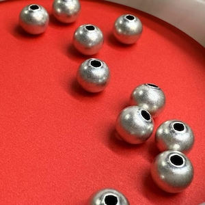 Sterlingzilveren ronde kogelkralen, antieke stijl mat effect ronde kralen, kogelkralen, afstandskralen, armbandkralen 2,5 mm 3 mm 4 mm 5 mm 6 mm 8 mm