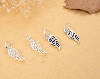 Pingentes de Asa de Anjo em Prata de Lei, Berloques para Colar e Pulseira