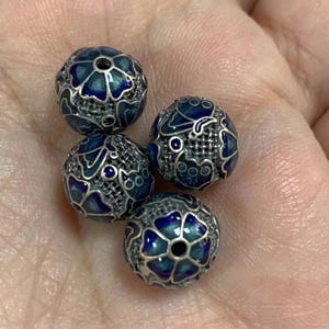 Sterling Silver Round Butterfly Bead, 925 Silver Cloisonne Enamel Bead, Insect Ball Beads, Hollow Butterfly Beads, Round Bead, Bracelet Bead